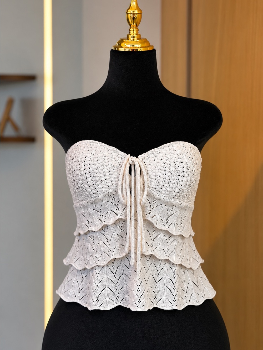 Aqua Ivory Lace Coastal Corset Tie Front Top | Coquette Muse